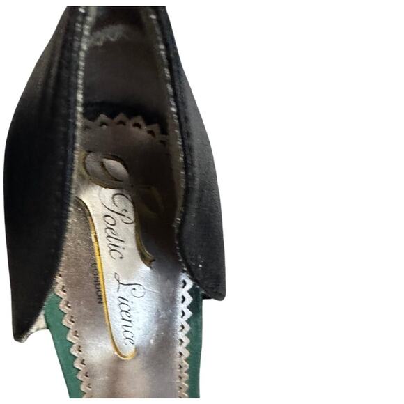 Poetic Licence London Green & Black Leather Peep Toe Heels (EUR 36.5 / US 6) - Picture 4 of 8
